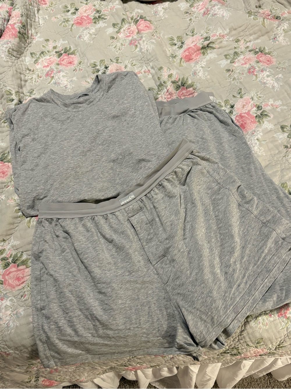 Skims boyfriend tshirt, boxers, and pants